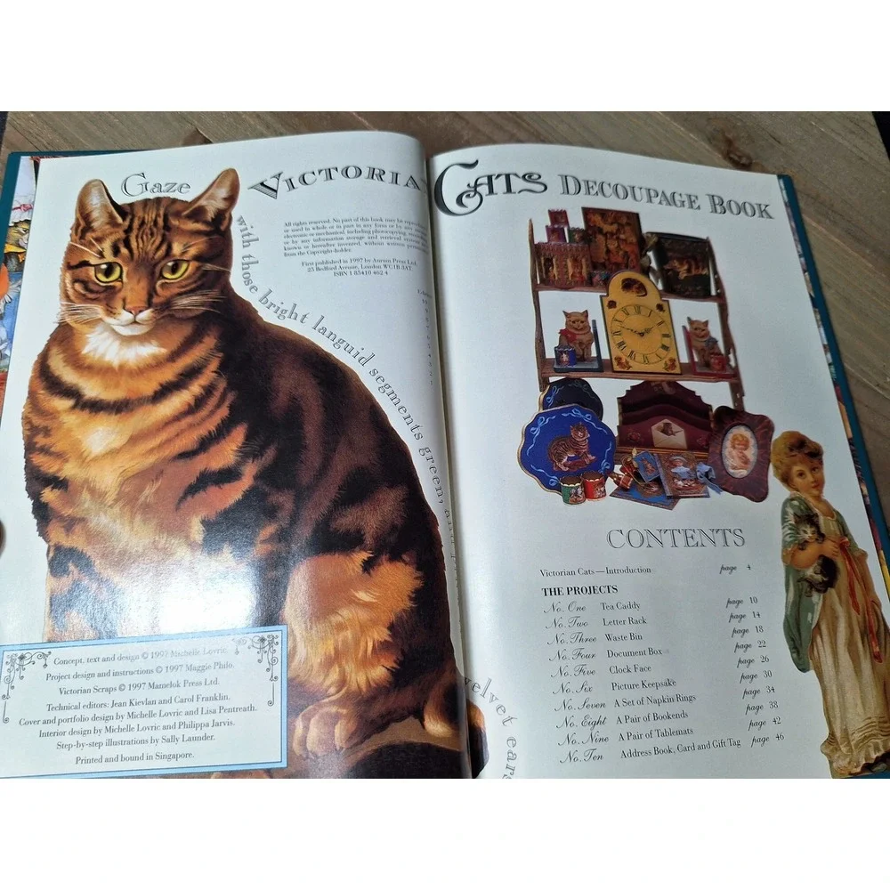 Victorian Cats Decoupage Book 10 Projects Michelle Lovric Maggie Philo Hardcover